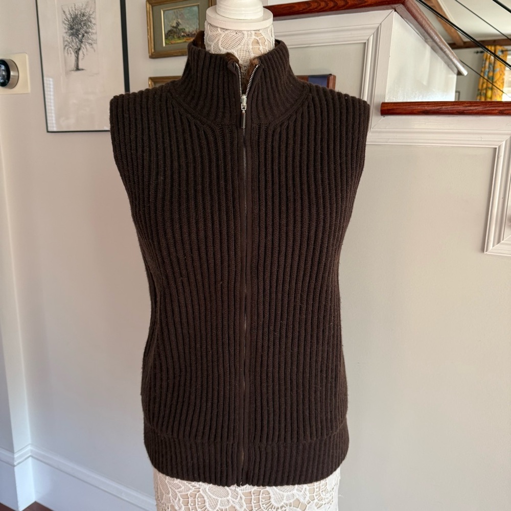 AGNONA Reversible Ribbed Cashmere & Mink Vest Sz 50 Made in Italy - Picture 3 of 7